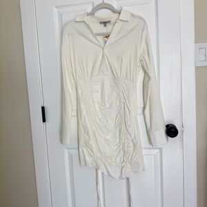 Papaya Off-White Ivory V-Neck ruched Dress